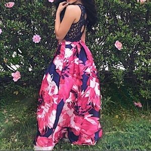 Floral two piece prom dress